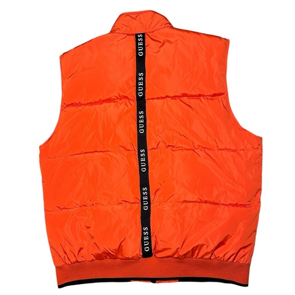 Guess Puffer Vest Mens Size XXL 2XL Hooded Quilted Orange Style # 119AP541 EAC - Picture 6 of 10